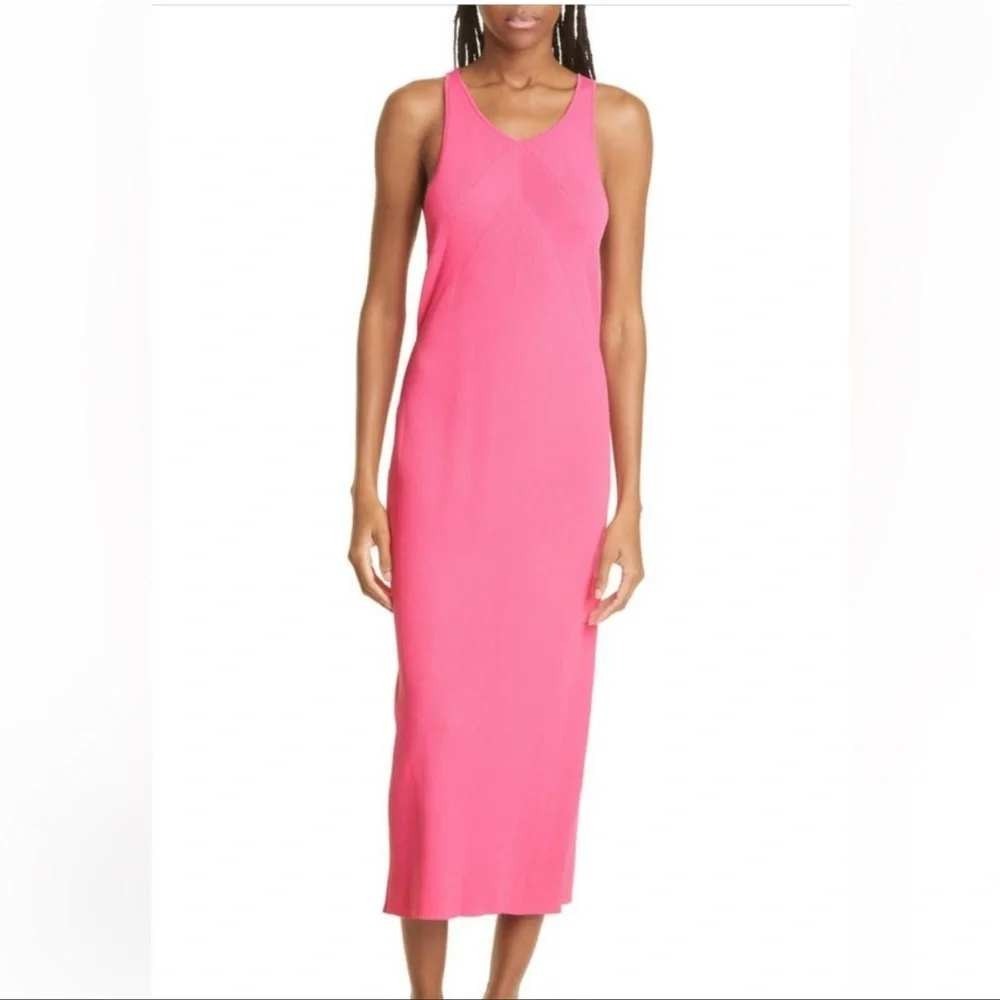 rag &‎ bone NWT Asher Ribbed-Knit Racerback Maxi Tank Dress Magenta Pink Large